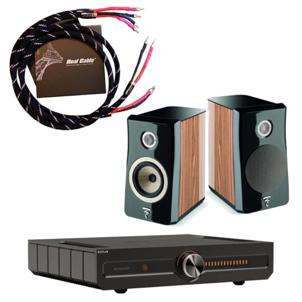 Pack ROKSAN / FOCAL / REAL CABLE – Amplificateur intégré CASPIAN 4G + Enceintes bibliothèque KANTA N°1 + Câbles CHAMBORD II