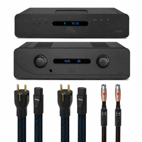 ATOLL/AUDIOQUEST - Amplificateur IN400 EVO + lecteur CD CD400 EVO + 2 câbles d'alimentation JAWS 2M + câbles XLR PEGASUS 0,60M